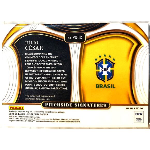 Panini 2024-25 Select FIFA Soccer Select Pitchside Signatures JULIO CESAR #PS-JC - Picture 2 of 2